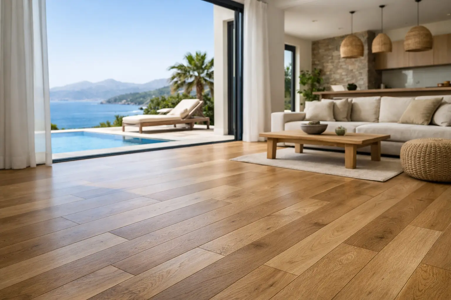 Parquet flotante de madera natural en Mallorca